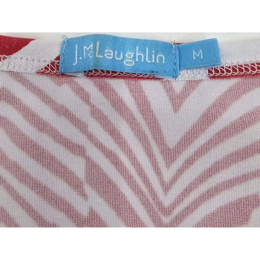 J. McLaughlin Red and White Patterned Blouse - Picture 2 of 6